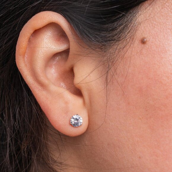 NWT Kris Martini Stud Earrings // Sterling Silver + CZ - Picture 4 of 4